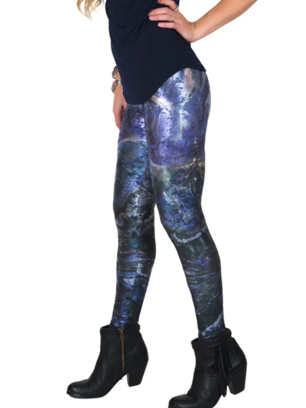 Women’s InVision Metallic ,Marbleized, Iridescent Print Leggings